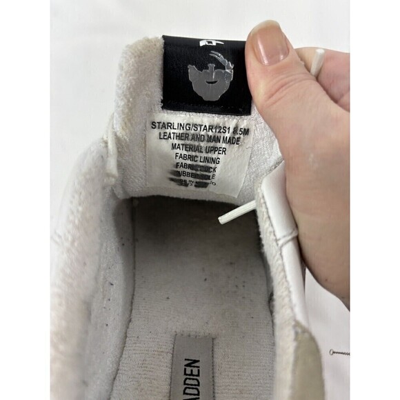 Steve Madden Starling Sneaker White Grey Suede Size 8.5 Perforated Star Accent - Picture 10 of 13